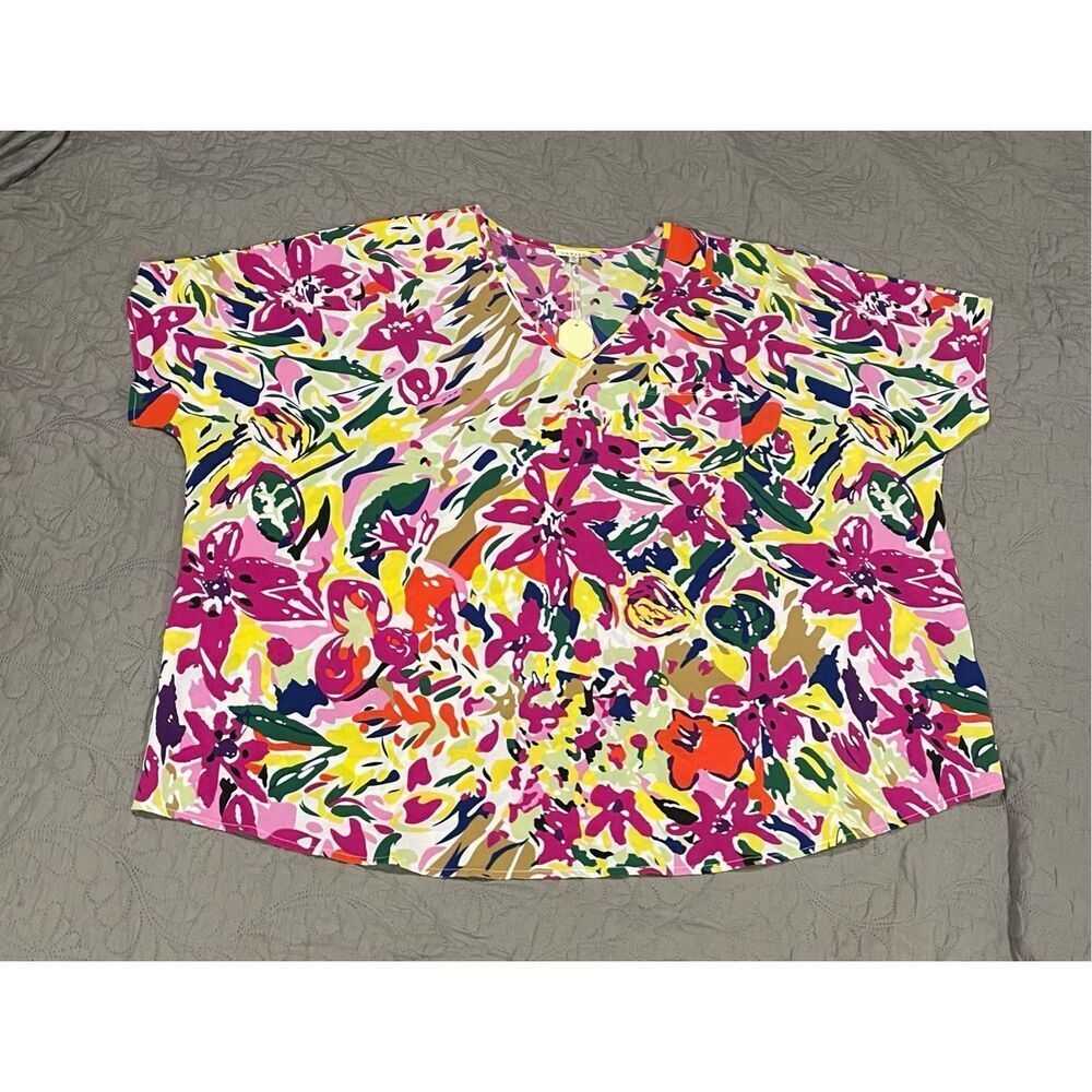JODIFL Oversized Medium Colorful Short Sleeve Top New